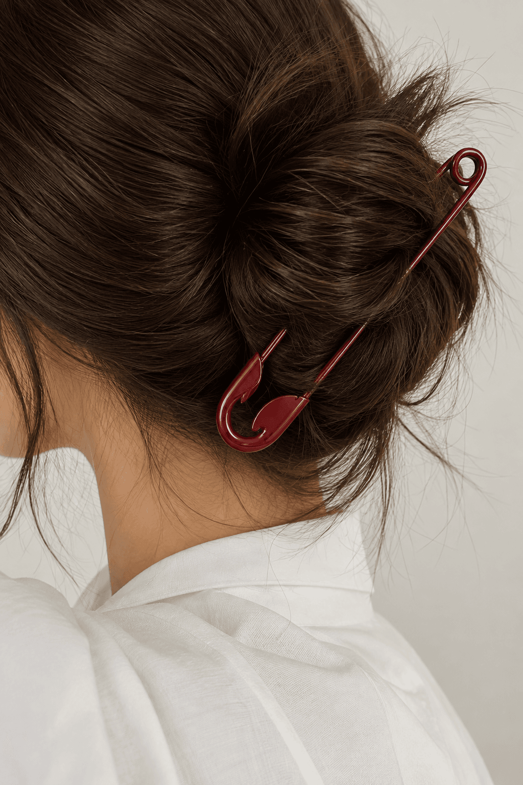 Big safetypin Hair pin red