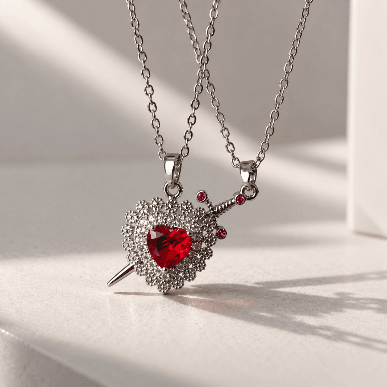 Everlasting spark couple necklace
