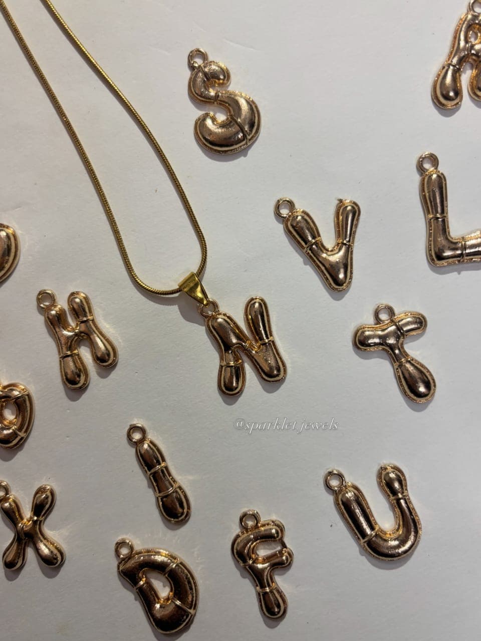Golden initial letters necklace