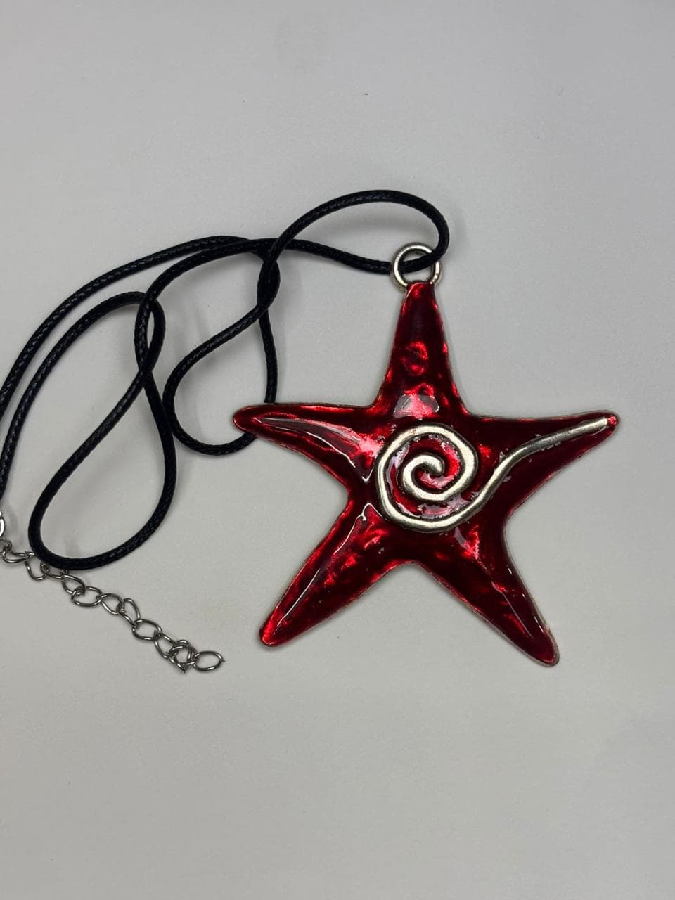 Red swril Star cord necklace